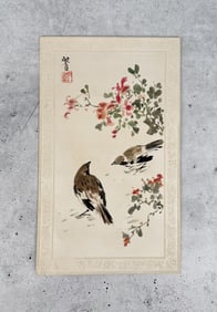 Antique Chinese Print of Sparrows