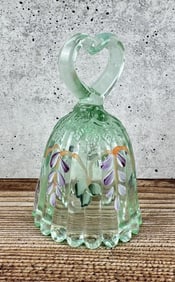 Fenton Art Glass Sea Green Heart Bell
