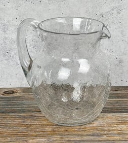 Blenko Art Glass Clear Crackle Pitcher