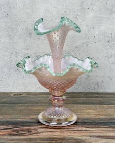 Fenton Champagne Pike Iridescent Epergne