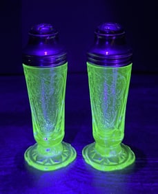 Uranium Glass Hazel Atlas Salt & Pepper Shakers
