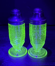Hazel Atlas Uranium Glass Salt & Pepper Shakers