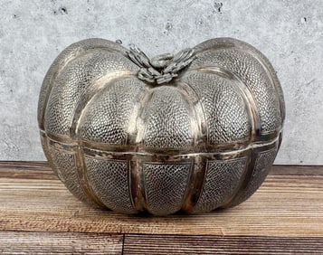 Cambodian .800 Silver Pumpkin Betel Nut Box