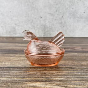 Mosser Pink Depression Glass Hen on Nest