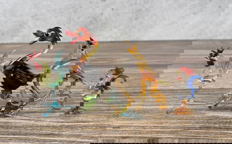 Mid Century Blown Glass Miniature Birds