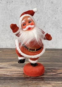 Mid Century Blow Mold Flocked Dancing Santa