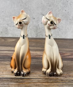 Mid Century Siamese Porcelain Cats