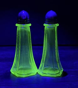 Hocking Princess Uranium Glass Salt Pepper Shakers