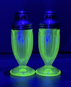 Hazel Atlas Uranium Glass Salt & Pepper Shakers