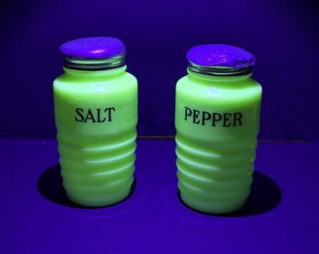 Jadeite Uranium Glass Salt & Pepper Shakers