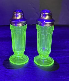 Hazel Atlas Uranium Glass Salt & Pepper Shakers