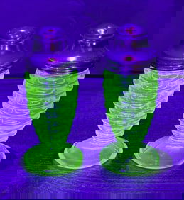 Hazel Atlas Uranium Glass Salt & Pepper Shakers