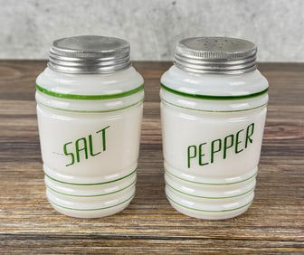 Hazel Atlas Green Beehive Salt & Pepper Shakers