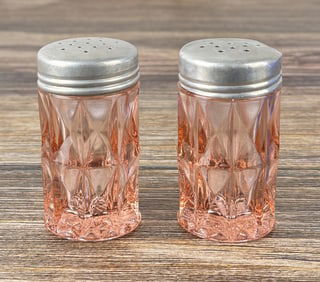 Jeannette Pink Glass Salt & Pepper Shakers
