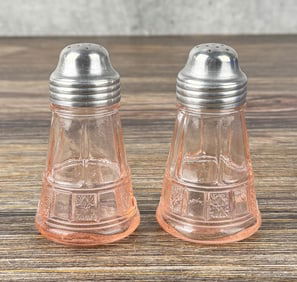Jeannette Pink Glass Salt & Pepper Shakers