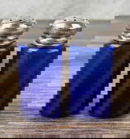 Sterling Silver Cobalt Blue Salt & Pepper Shakers