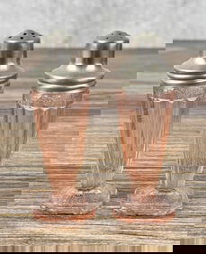 Jeannette Adam Pink Glass Salt & Pepper Shakers