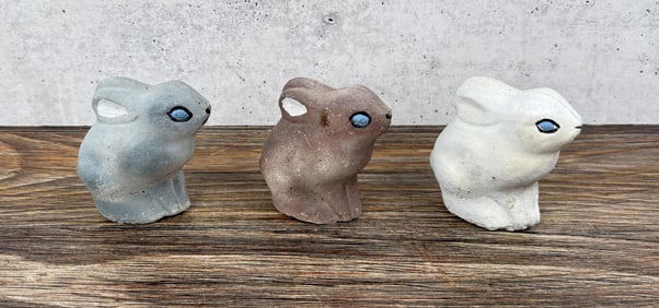 Mid Century Cast Stone Garden Rabbits