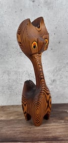 Mid Century Witco Carved Wood Tiki Cat