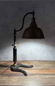Antique Industrial Iron Base Work Desk Lamp