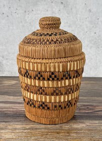 Salish Native American Indian Lidded Basket