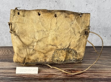 Alaskan Inuit Eskimo Walrus Hide Fishing Basket