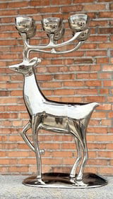 Silver Plated Reindeer Candlestick