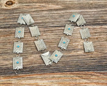 Nickel Silver Turquoise Trading Post Concho Belt