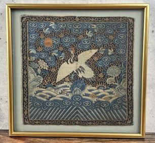 Antique Chinese Buzi Crane Rank Badge
