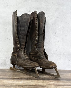 Antique Chippewa Logging Boots with Skates