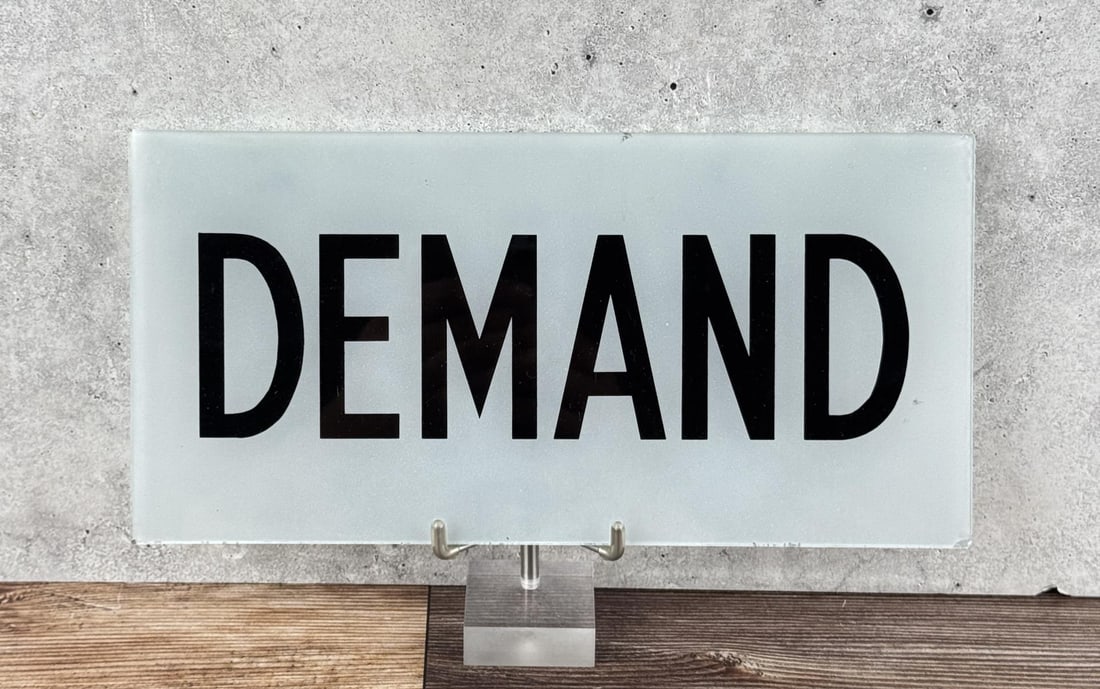 Demand Gas Pump Glass Lens Sign: 5" by 10"