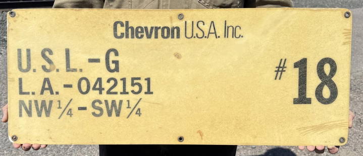 Chevron Louisiana Oil Well Lease Sign: Fiberglass. 12" by 30"