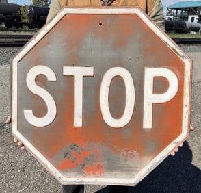 Antique Embossed Steel Stop Sign