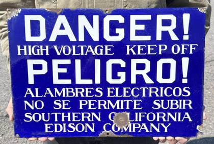 Danger Edison Southern California Porcelain Sign