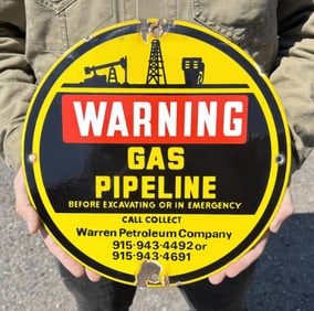 El Paso Texas Warren Petroleum Porcelain Sign