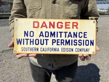 Danger Edison Southern California Porcelain Sign