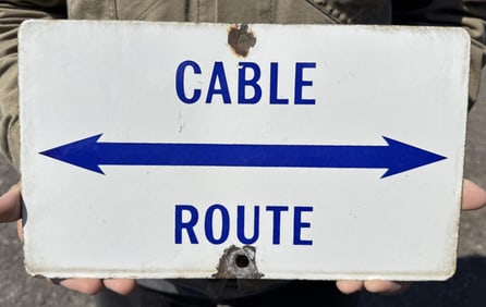 Porcelain General Telephone Cable Route Sign