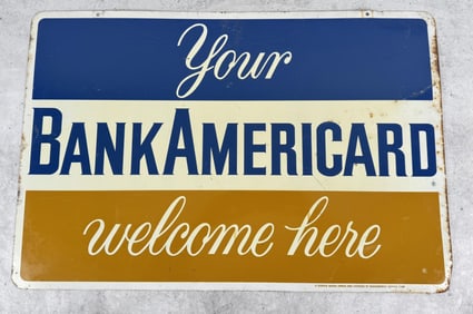 Your Bank Americard Welcome Here Credit Card Sign