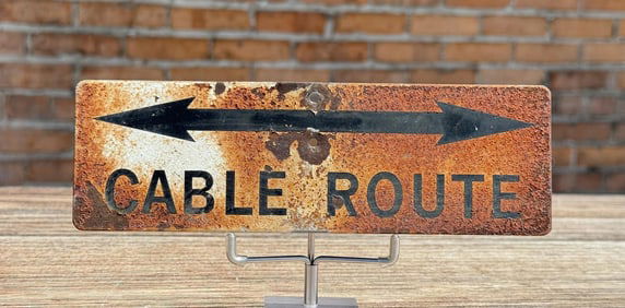 Porcelain General Telephone Cable Route Sign