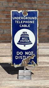 Bell Telephone Underground Cable Porcelain Sign