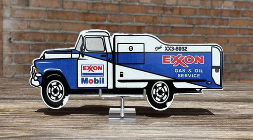 Exxon Gas & Oil Service Porcelain Truck Sign