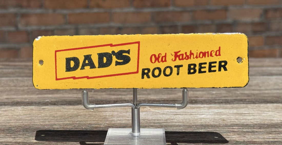 Dads Root Beer Porcelain Door Push Sign: 1 1/2" by 6". Contemporary Manufacture.