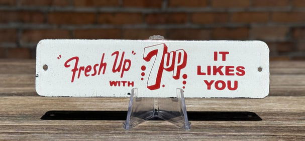 Fresh Up 7up Porcelain Door Push Sign