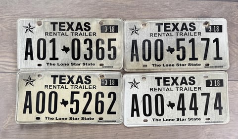 Collection of Texas Rental Trailer License Plates