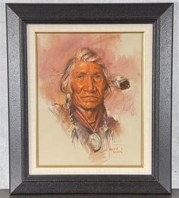 Harley Brown Standing Shield Ute Pastel Drawing