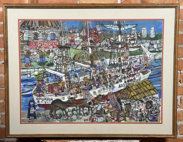 James L Miller SS Columbia Watercolor Painting