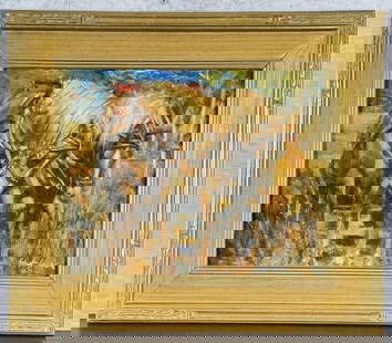 Robert Krogle Side by Side Oil Painting: Title is Side by Side. 16" by 20" unframed. 24" by 28" framed. Oil on Canvas. From the Private Collection of James H and Pauline Harken. Inventory #329 Robert Krogle (20/21st century) is active/lives
