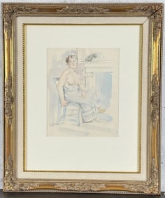 Richard Edward Miller Nude Watercolor Painting