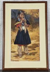 Patty Reid Indian Girl Gouache Painting