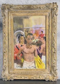 Randall Davey Horse Jockey Pastel Drawing